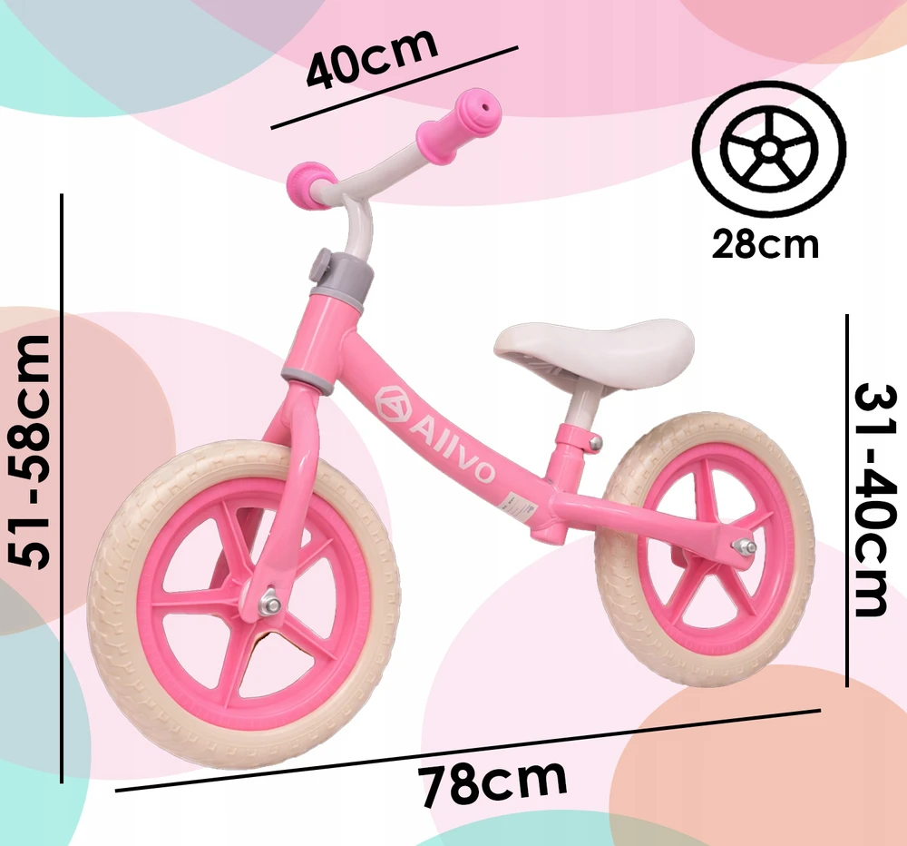 Balansinis dviratukas Allvo, 12 col., rožinis