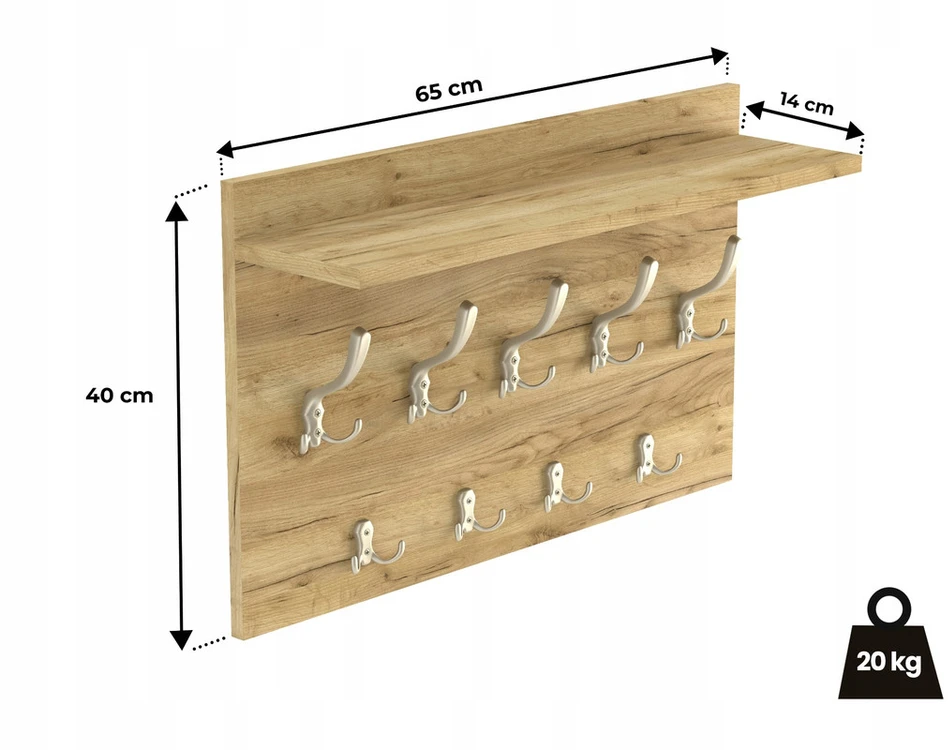 Drabužių kabykla HWS Furniture, 65x40x14 cm, ruda