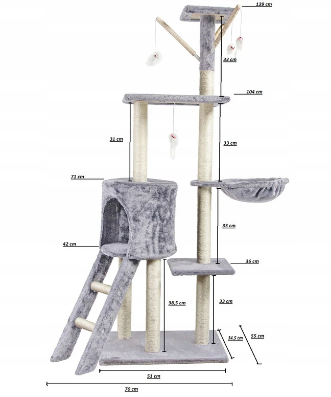 Draskyklė katėms Omna, 139 cm, pilka