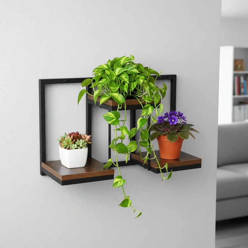 Loft Inspired Bipohome JOSE RUSTIC juodas augalų stovas senas ąžuolas