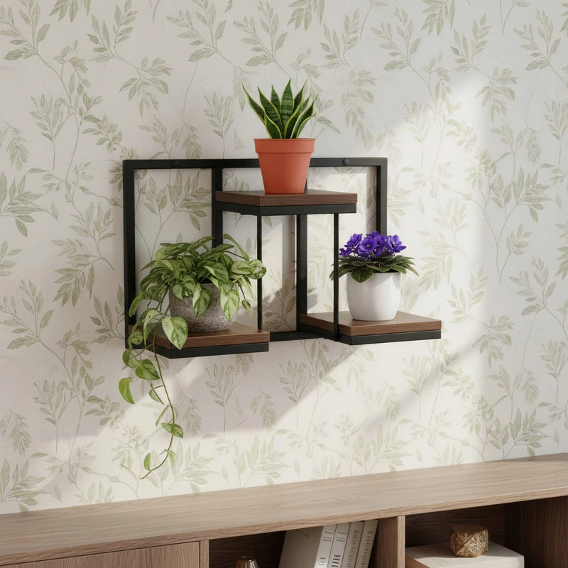 Loft Inspired Bipohome JOSE RUSTIC juodas augalų stovas senas ąžuolas