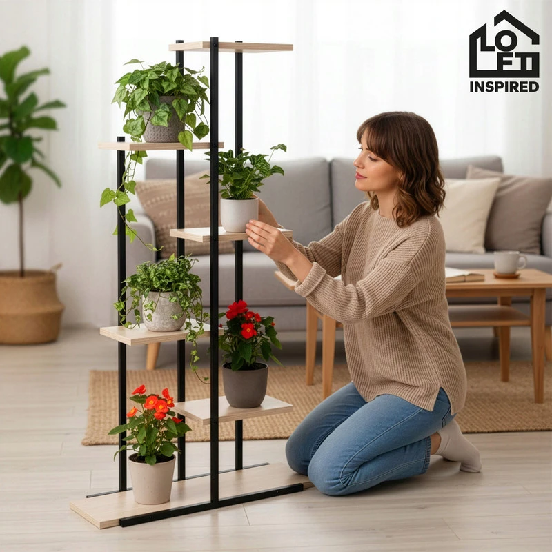 Gėlių stovas Loft Inspired, 113 cm, juodas