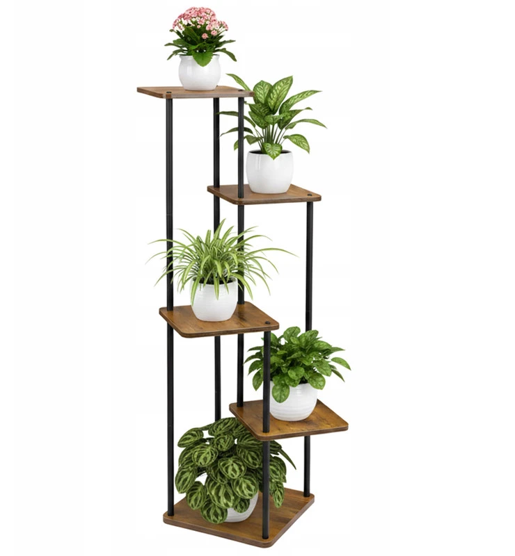 Gėlių stovas Mogren, 107x58x58 cm, juoda/ruda
