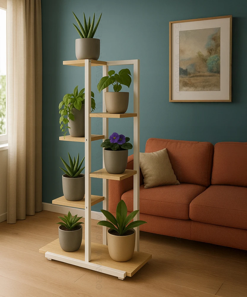 Gėlių stovas VASERO, 113 cm, smėlio/baltas