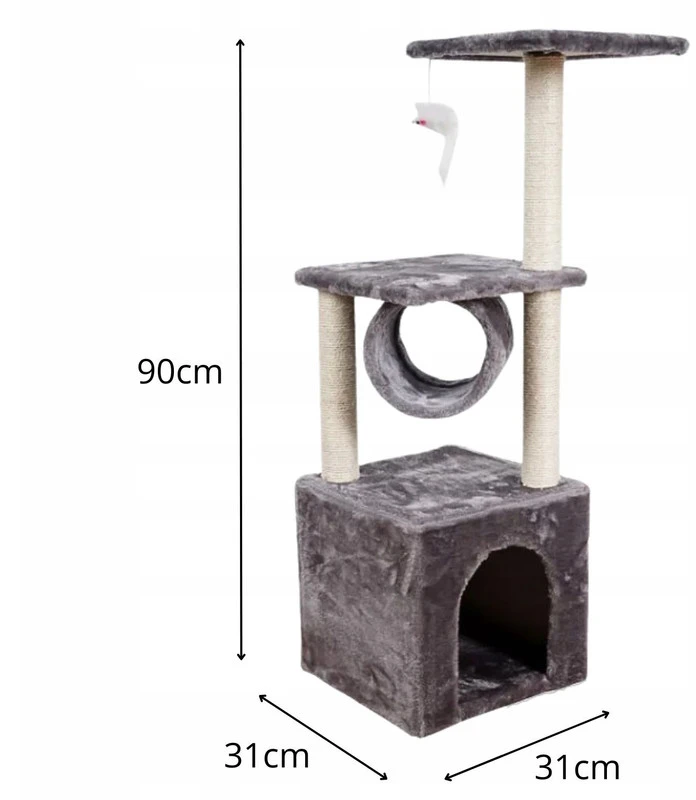 Kačių draskyklė su nameliu Petjet, 90 cm