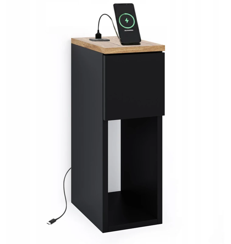 Naktinis staliukas su USB/C prievadu 5V ComfortCove, juodas