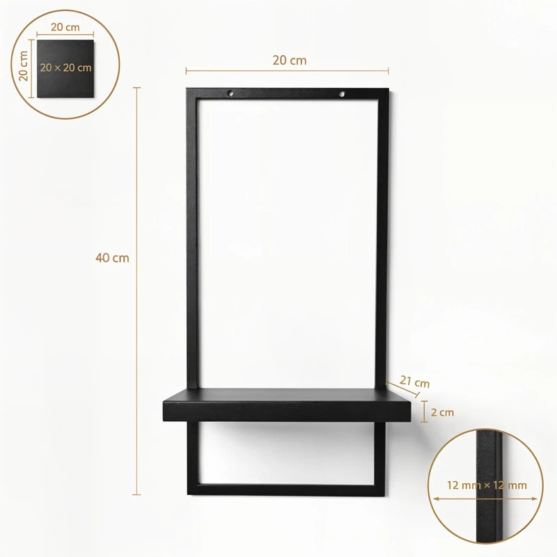 Pakabinamas gėlių stovas Framado, 40 cm, juodas