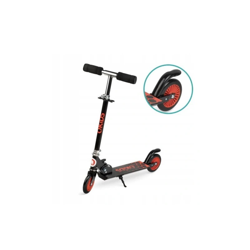 Paspirtukas Qkids, juoda/raudona