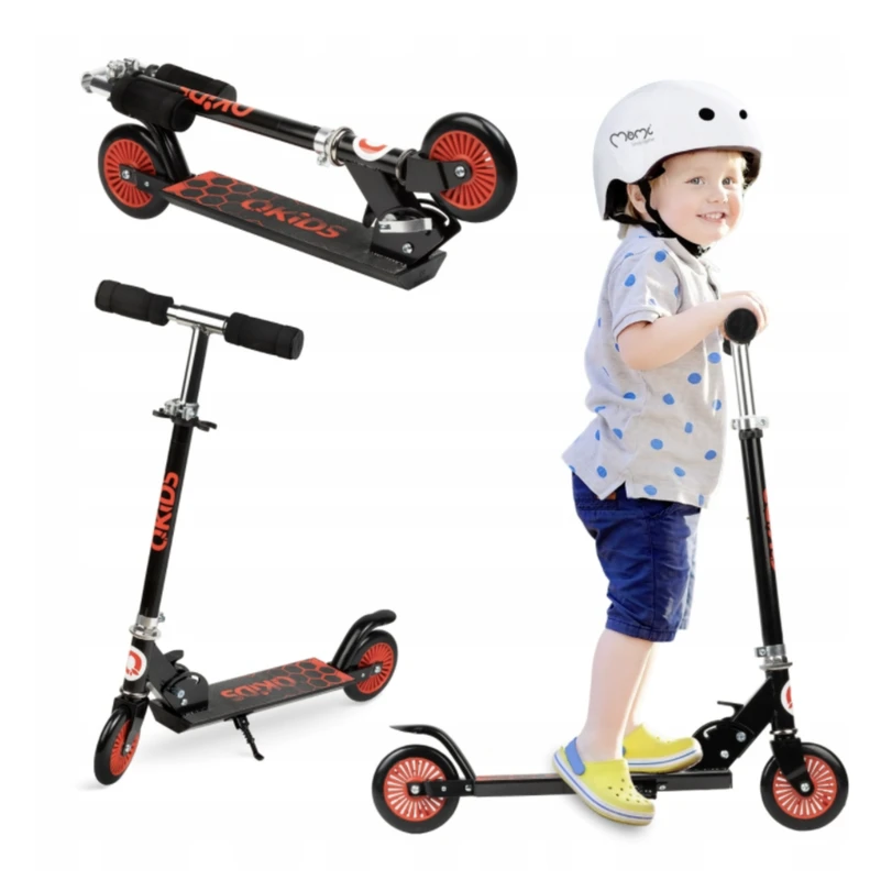 Paspirtukas Qkids, juoda/raudona