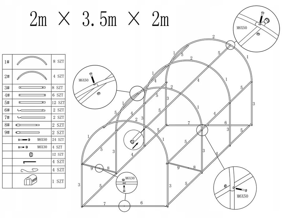 Šiltnamis Gockowiak, 350x200x200 cm