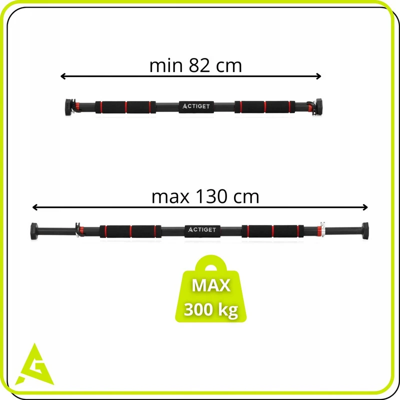 Skersinis prisitrukimams Actiget, 82-130 cm, juodas