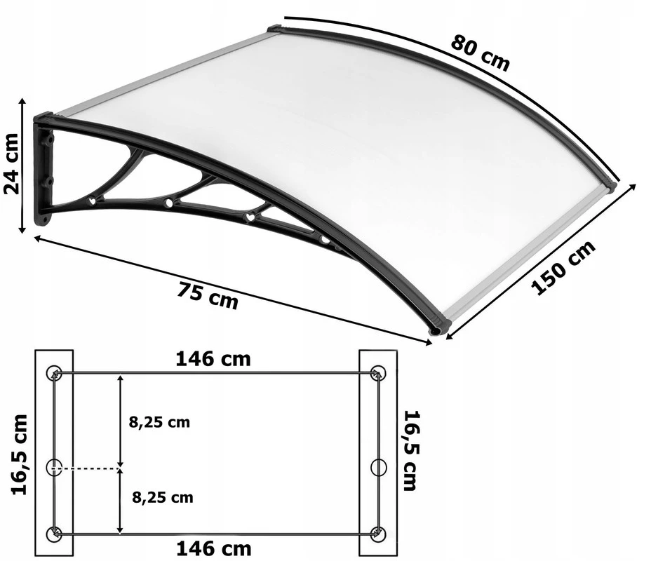 Gockowiak Bipohome "Eko" plastikinis stogelis 80x150 cm - juodas