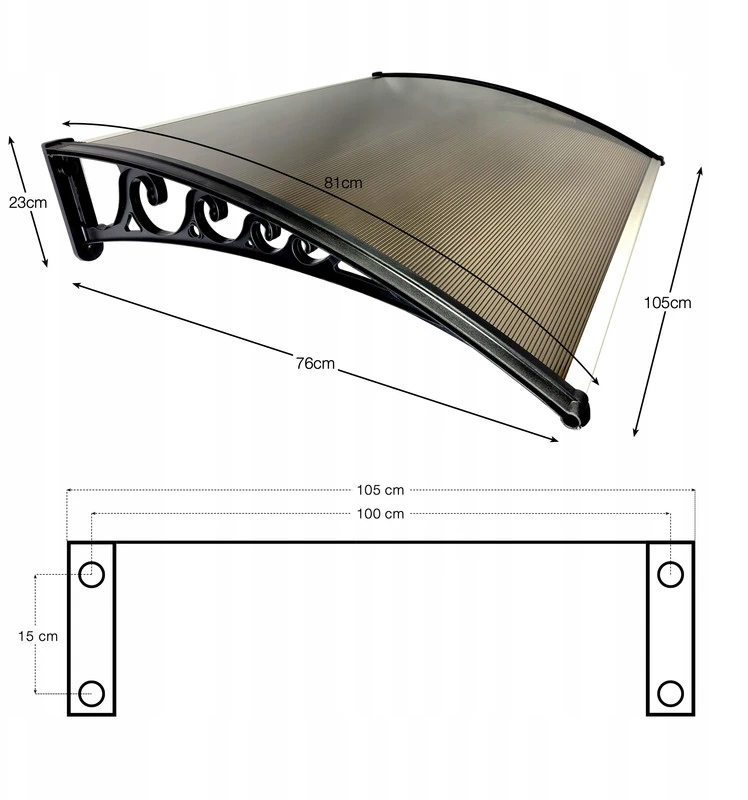 Stogelis virš durų Metal-gum, 105x76 cm