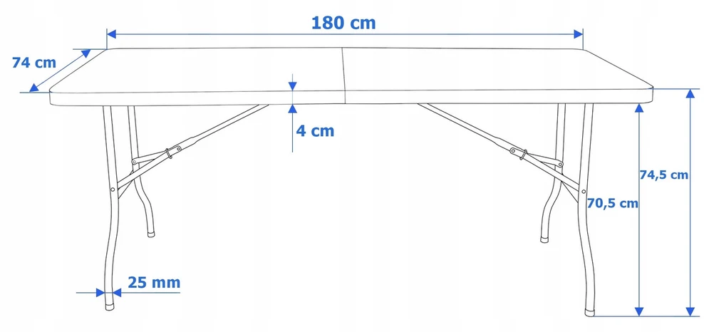 Sulankstomas stalas eHokery, 180x75 cm, juodas