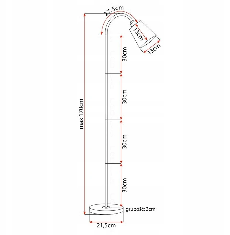 Toršeras LEDTechnics, 170 cm, juodas