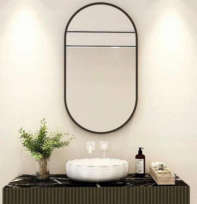 Vonios veidrodis Mexen Loft Oval, 75 x 40 cm, Juodas