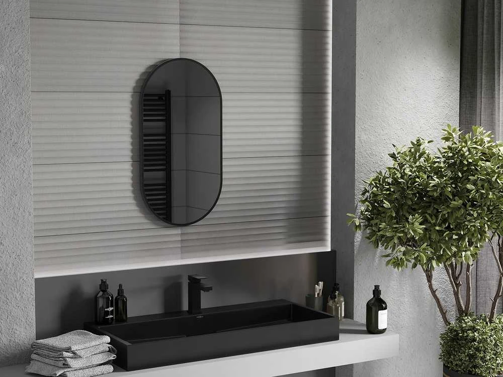 Vonios veidrodis Mexen Loft Oval, 75 x 40 cm, Juodas