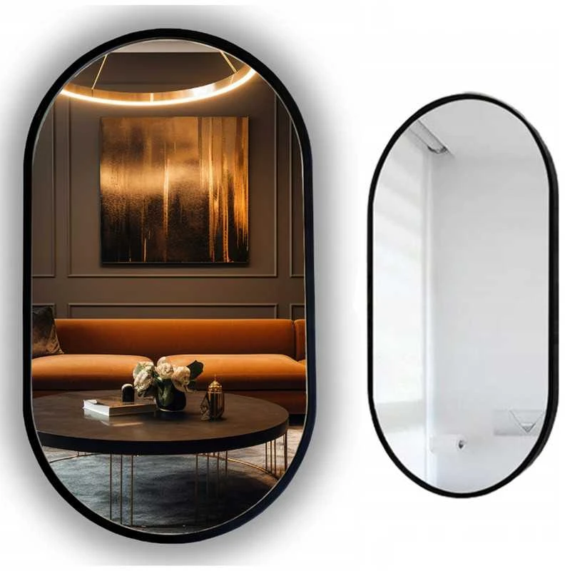 Vonios veidrodis Mexen Loft Oval, 75 x 40 cm, Juodas