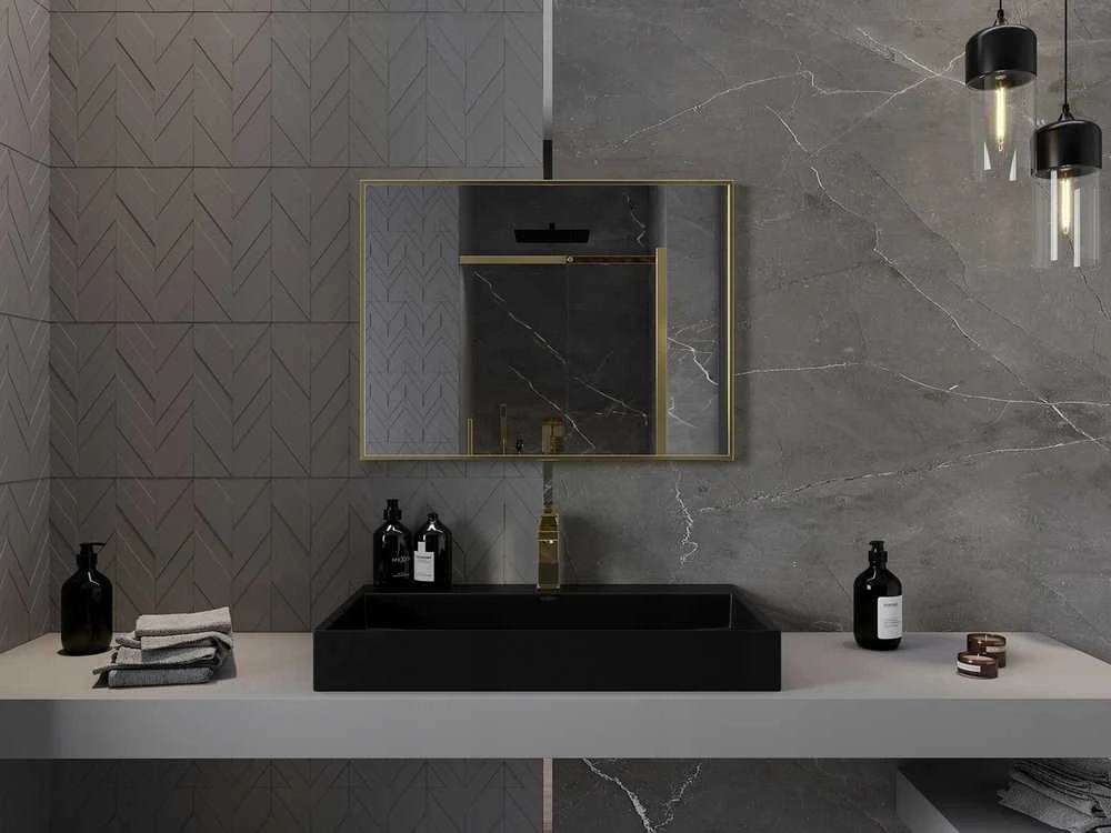 Vonios veidrodis Mexen Loft, 80 x 60 cm, Gold