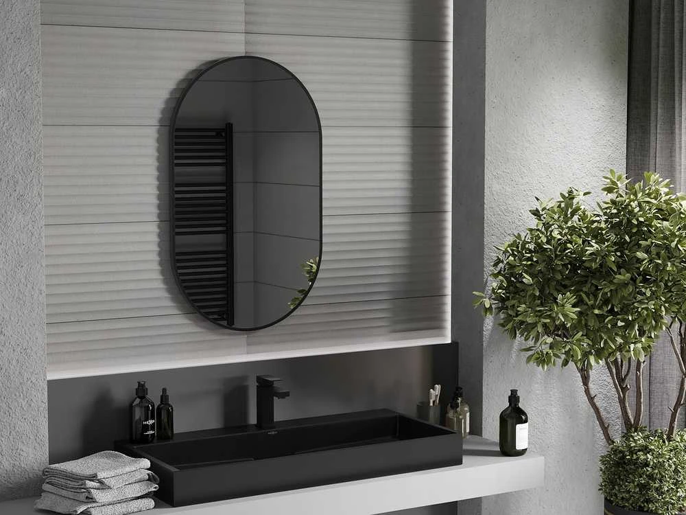 Vonios veidrodis Mexen Loft Oval, 90 x 55 cm, Juodas