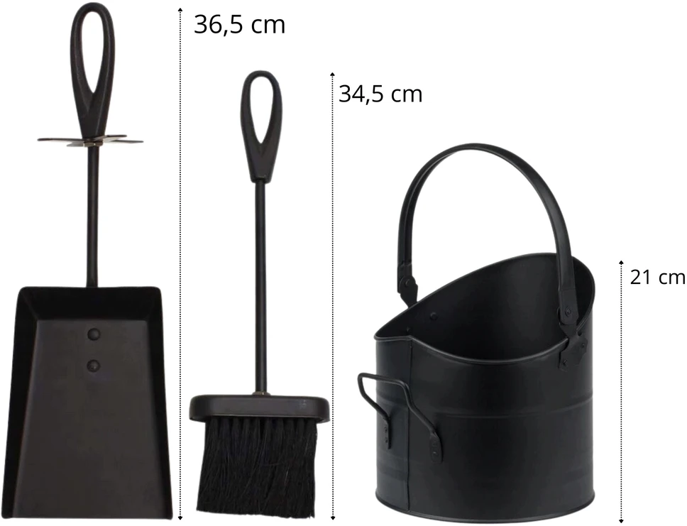Židinio įrankių rinkinys HAGE, 21 cm, juodas