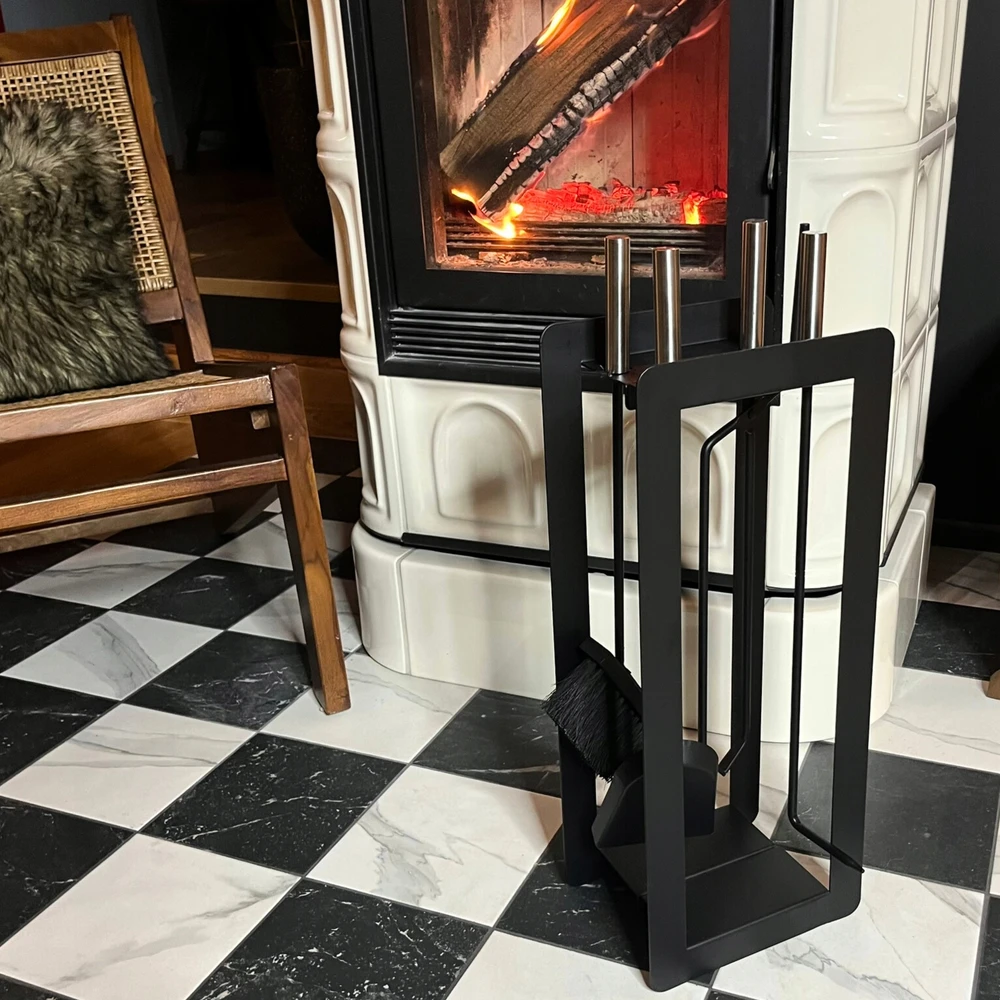 Židinio įrankių rinkinys HAGE, 53.5 cm, juodas