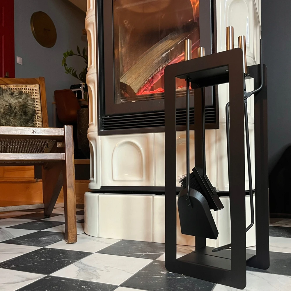 Židinio įrankių rinkinys HAGE, 53.5 cm, juodas
