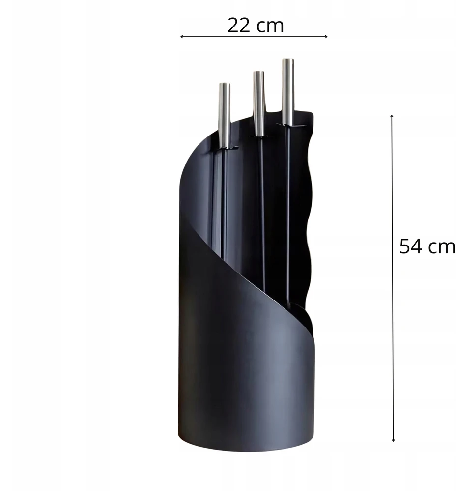 Židinio įrankių rinkinys HAGE, 54 cm, juodas