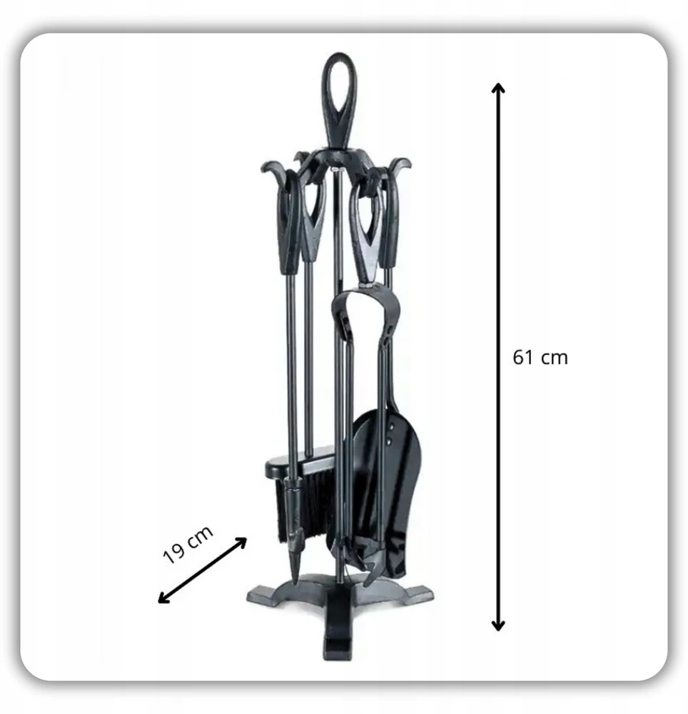Židinio įrankių rinkinys HAGE, 61 cm, juodas
