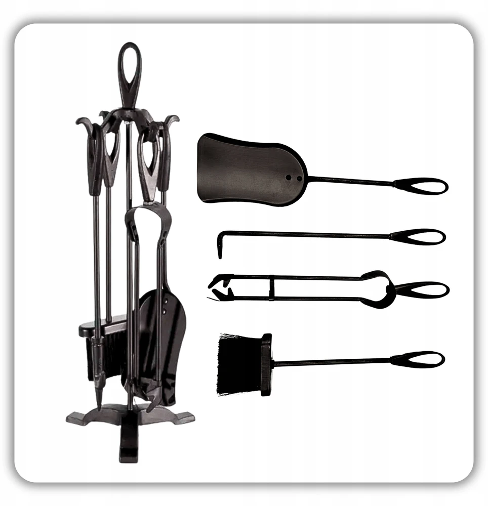 Židinio įrankių rinkinys HAGE, 61 cm, juodas