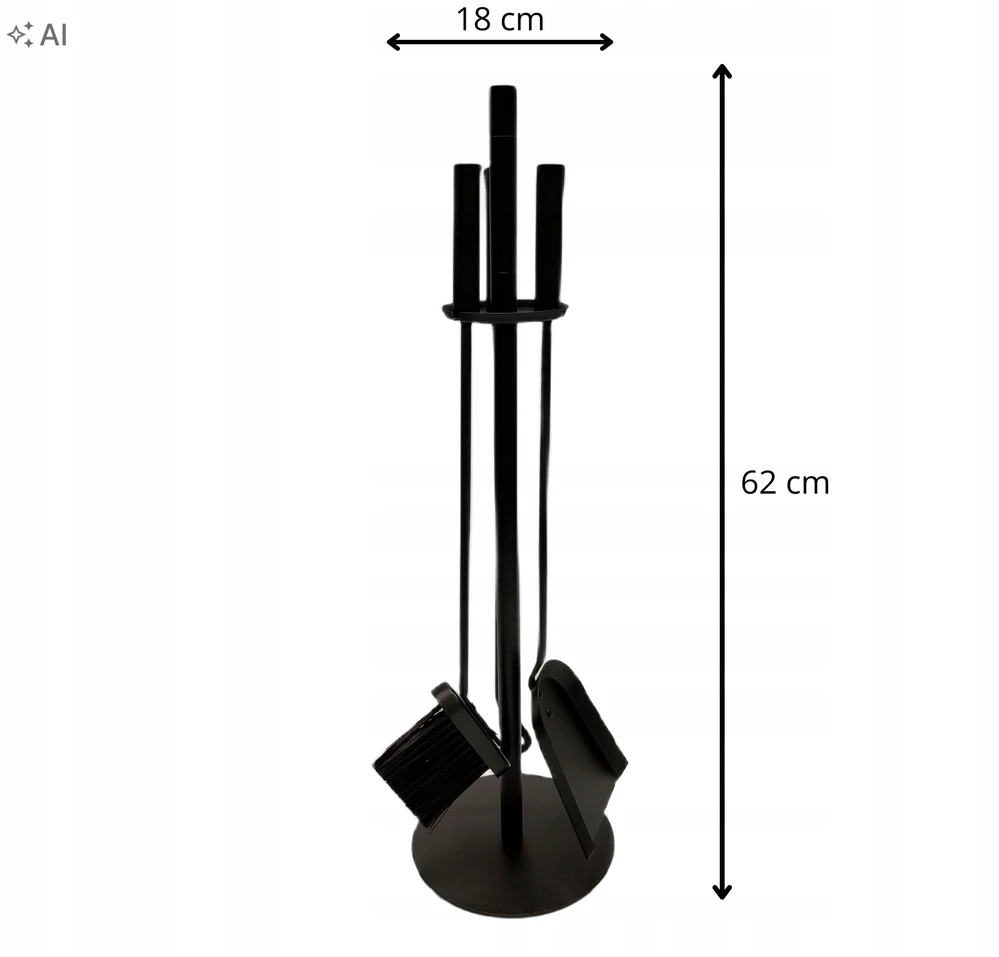 Židinio įrankių rinkinys HAGE, 62 cm, juodas