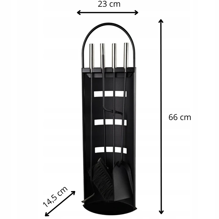 Židinio įrankių rinkinys HAGE, 66 cm, juodas/sidabrinis