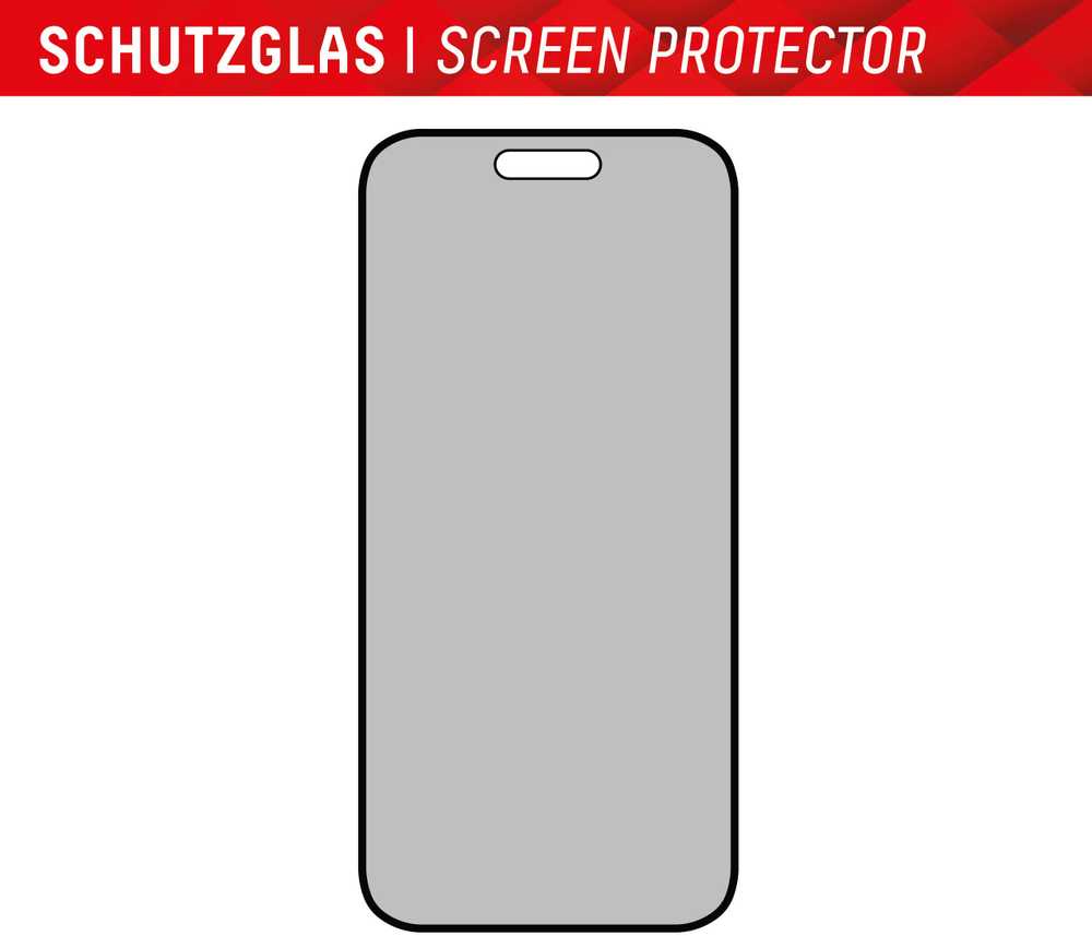 Evi Apple iPhone 15/15 Pro Tikras 3D ekrano privatumo stiklas, gamintojas Displex Juodas