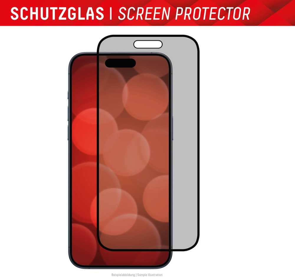 Evi Apple iPhone 15/15 Pro Tikras 3D ekrano privatumo stiklas, gamintojas Displex Juodas