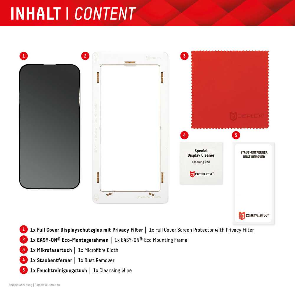 Evi Apple iPhone 15/15 Pro Tikras 3D ekrano privatumo stiklas, gamintojas Displex Juodas