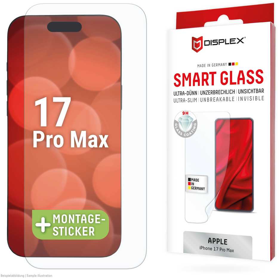 Apple iPhone 17 Pro Max išmaniojo ekrano stiklas, pagamintas iš „Displex“, skaidrus