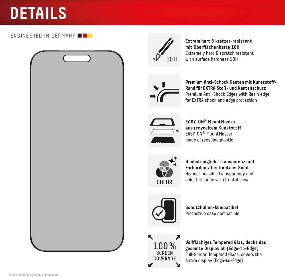 Apple iPhone 17 Pro ekrano apsauga nuo nukritimo (visas dangtelis) MM, gamintojas Displex Juodas