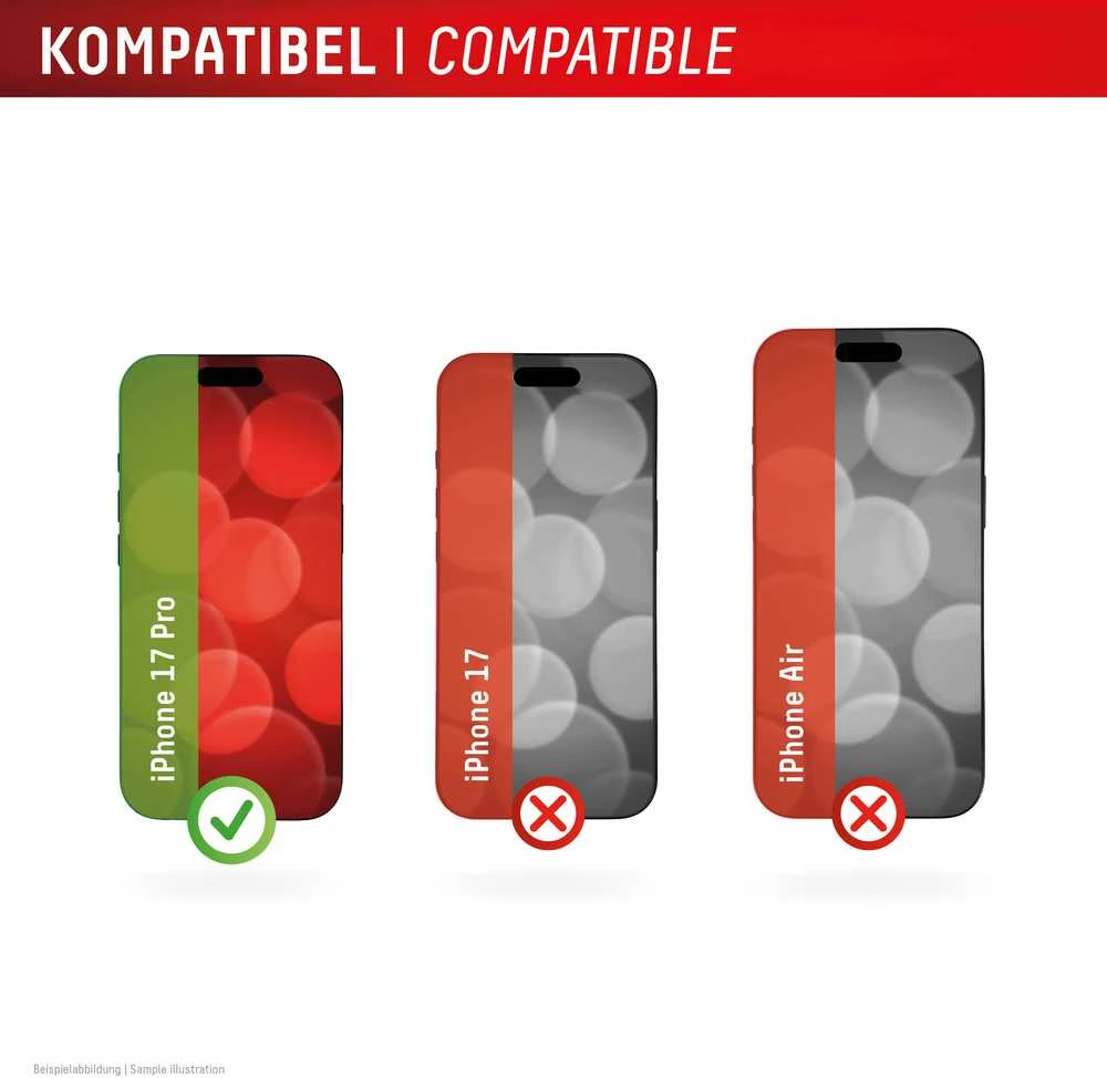 Apple iPhone 17 Pro tikras ekrano stiklas + dėklas, pagamintas „Displex“, skaidrus