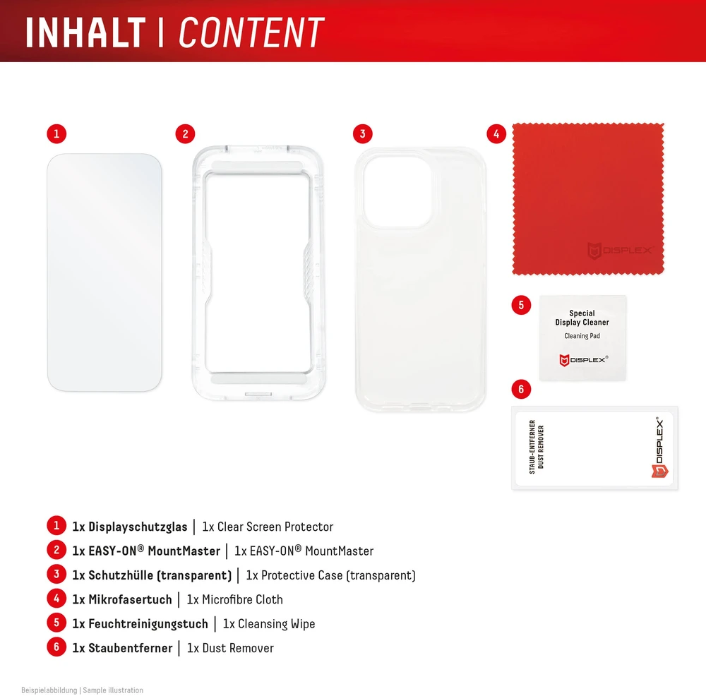 Apple iPhone 17 tikro ekrano stiklo MM+ dėklas, pagamintas „Displex“, skaidrus