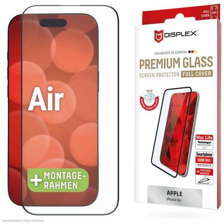 Apple iPhone Air Premium ekrano apsauginis stiklas, pilnai apsaugotas „Displex“ permatomu stiklu