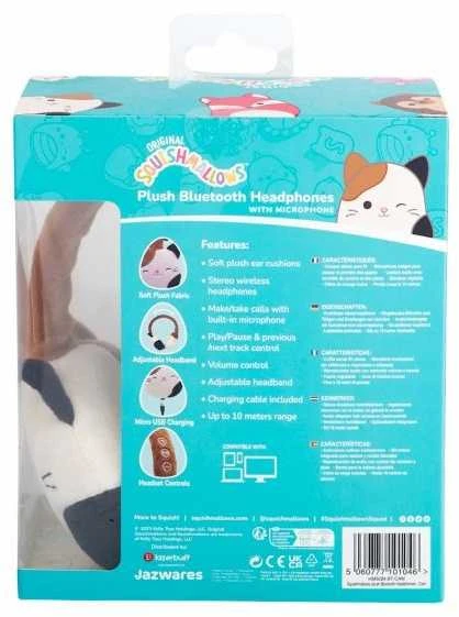 „Squishmallows“ pliušinės „Bluetooth“ ausinės su kamera