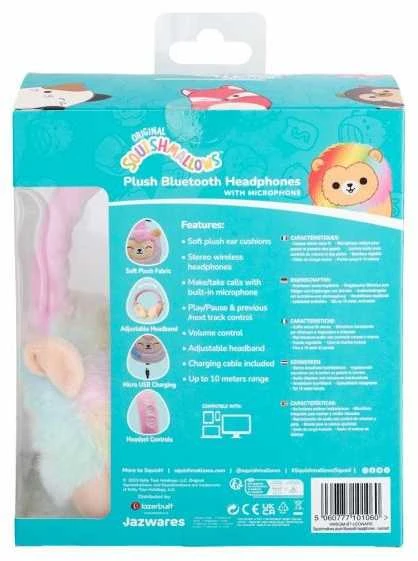 Pliušinės „Bluetooth“ ausinės „Leonard“ su „Squishmallows“