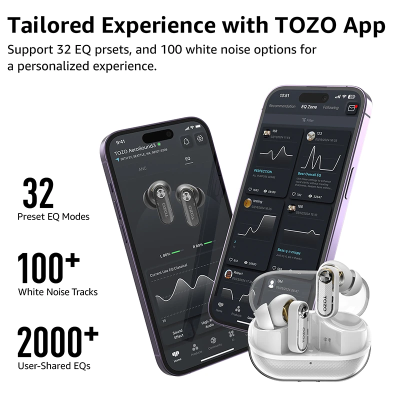 Ausinės Tozo Aerosound3 TWS Bluetooth Earbuds Juodas