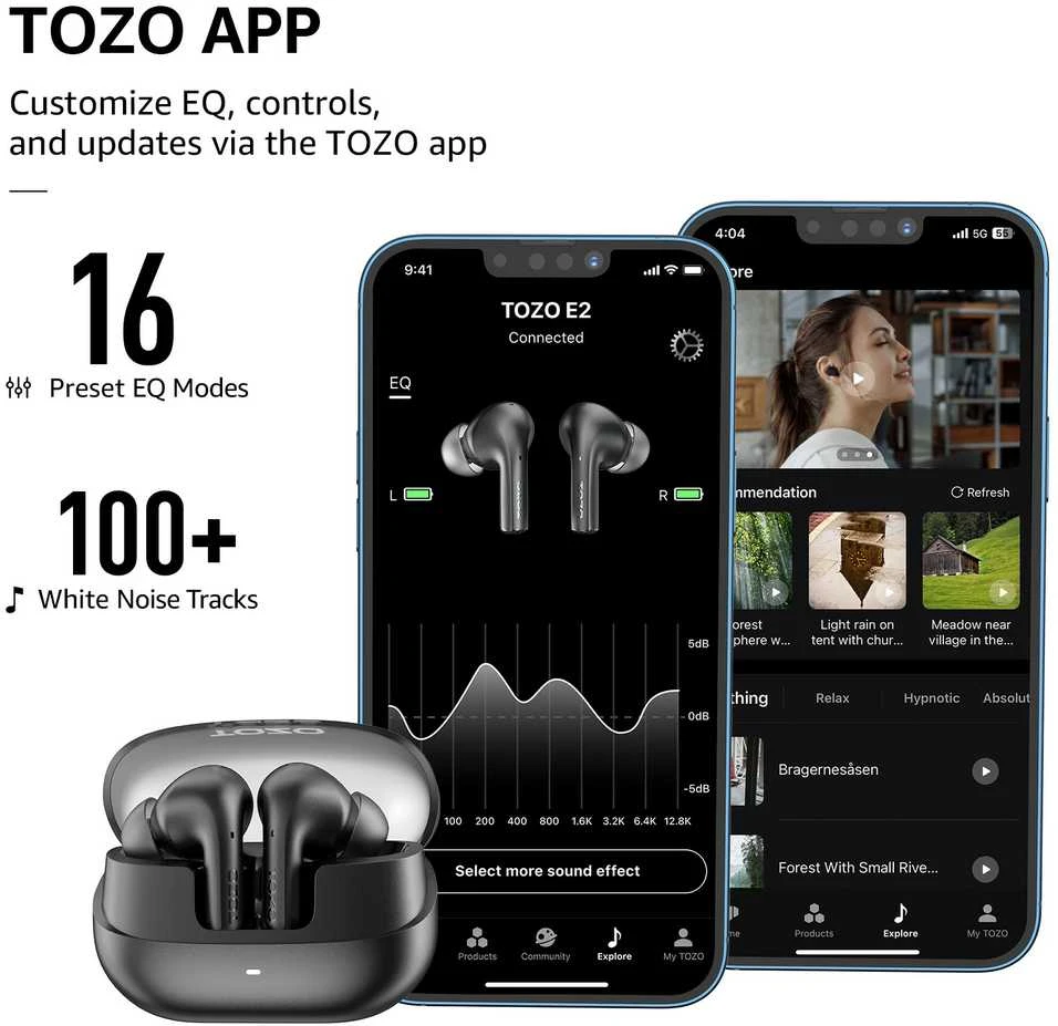 Ausinės Tozo Agile Nova TWS Bluetooth Earbuds Juodas