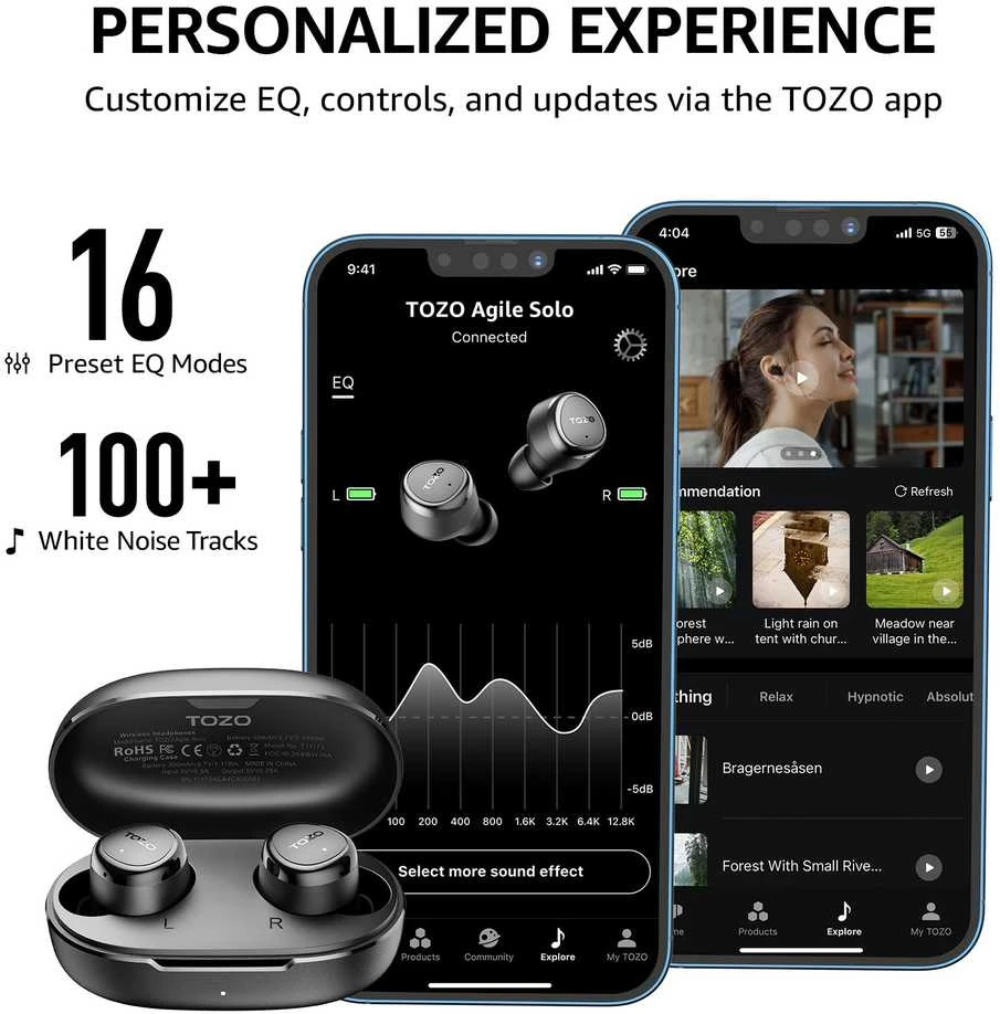Tozo Agile Solo TWS Bluetooth ausinės juodos