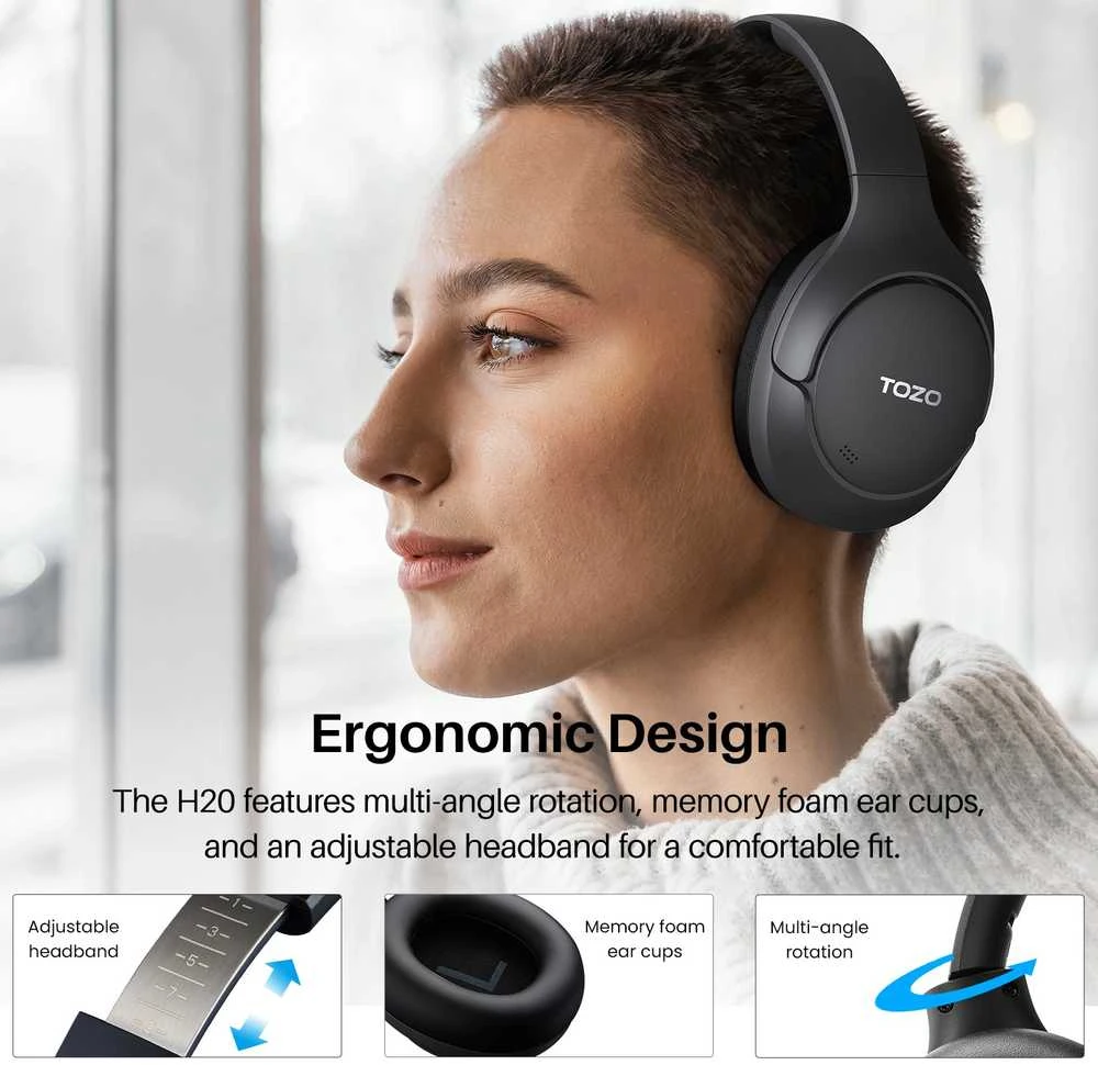 Ausinės Tozo Bluetooth Headphone H20 T12052 Juodas Juodas