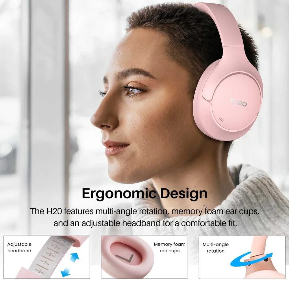 Ausinės Tozo Bluetooth Headphone H20 T12052 Rožinė Rožinė