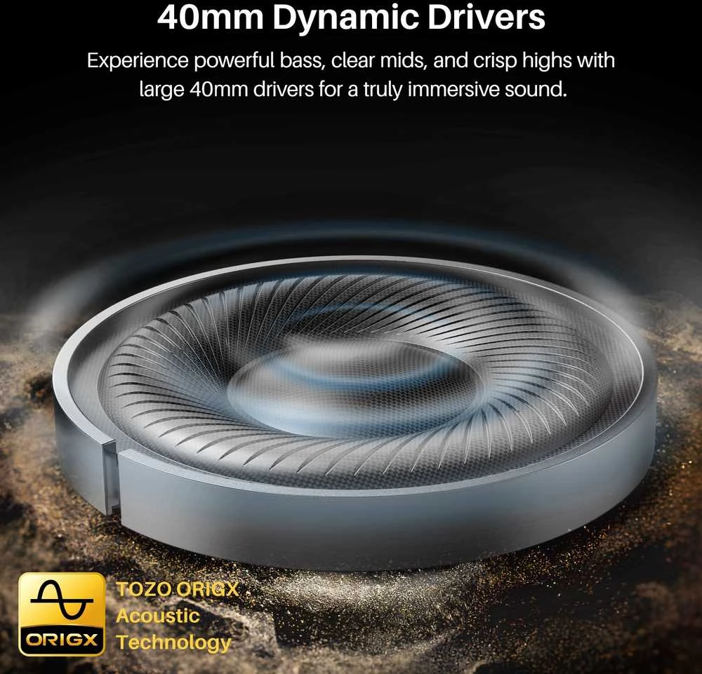 Tozo ausinių 40 mm dinaminių garsiakalbių technologija