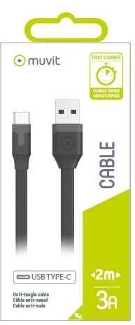 Butas Type-C Kabelis USB 2.0 2M 3A Muvit Juodas