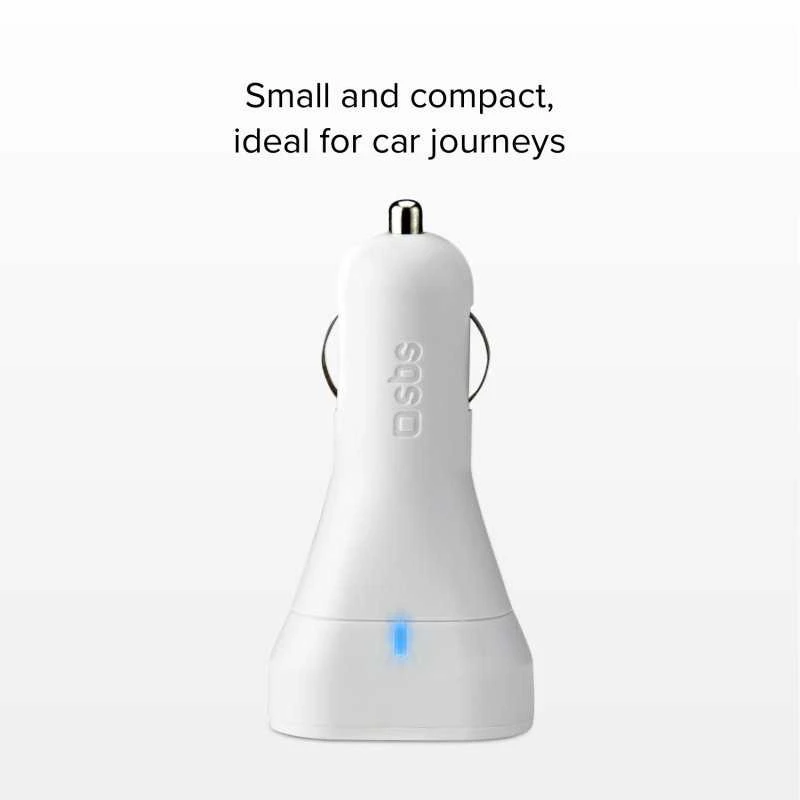 Automobilinis įkroviklis USB 2.1A Type-C 20W, gamintojas SBS Baltas